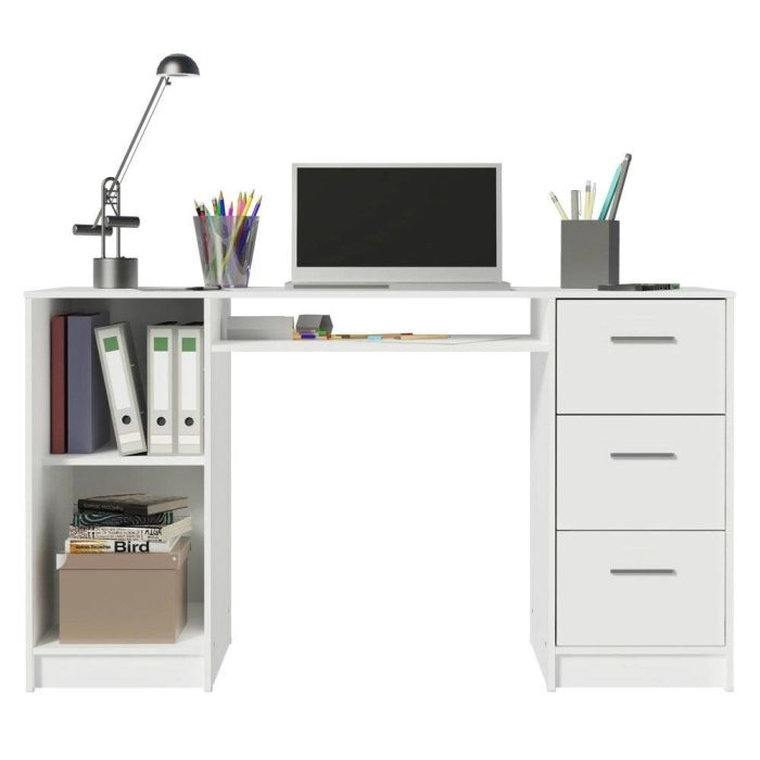 Escrivaninha Mesa para Computador Madesa Alaska 3 Gavetas 1 Porta – Branco - Imagem 4