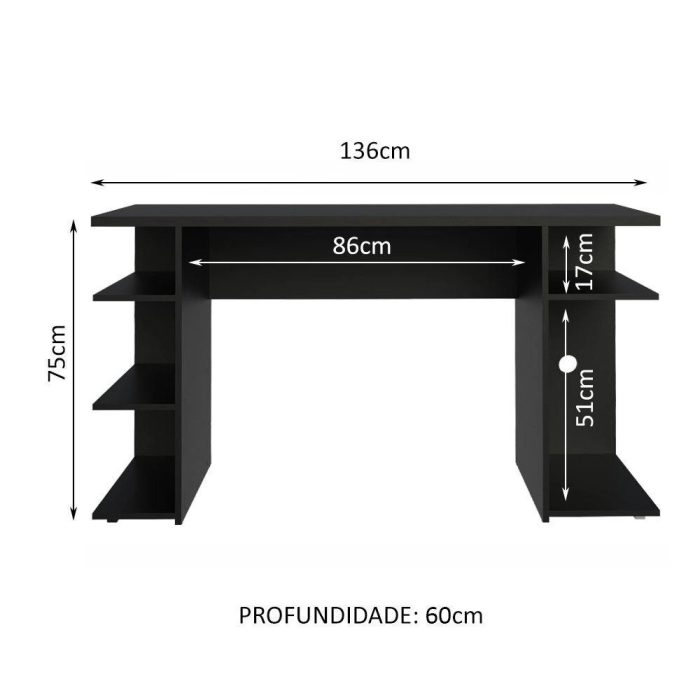 Escrivaninha Mesa para Computador Office 9409 Madesa – Preto - Imagem 3