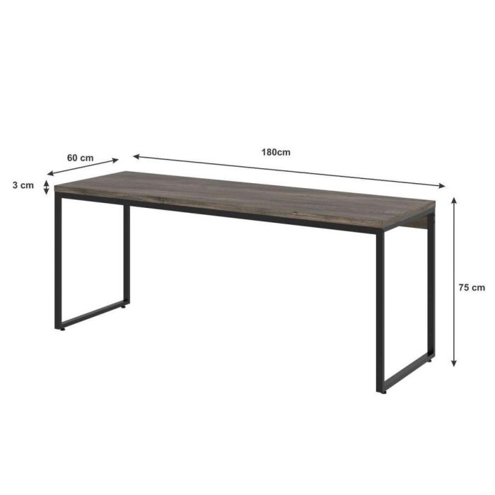 Escrivaninha Studio Carvalho Dark e Preta 180 cm - Imagem 3