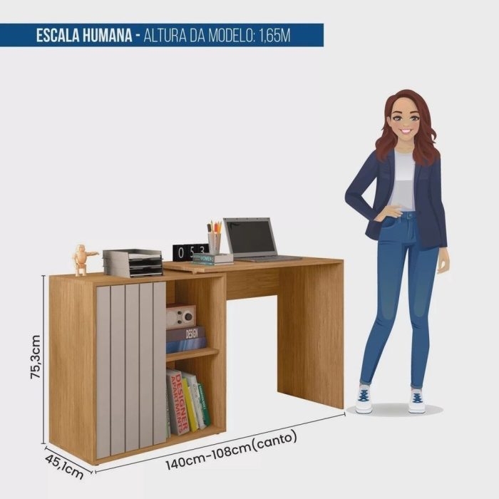 Escrivaninha para Escritório com 1 Porta Ripada Start - Imagem 3
