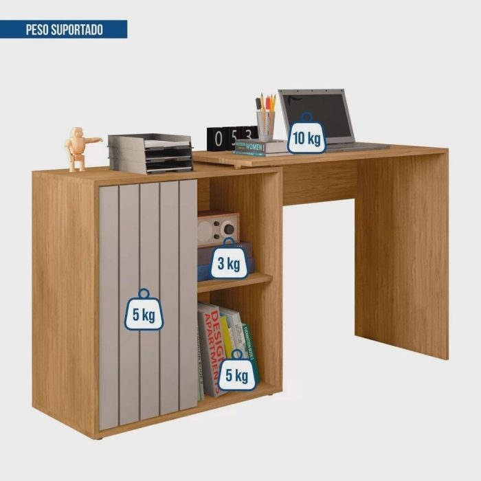 Escrivaninha para Escritório com 1 Porta Ripada Start - Imagem 4
