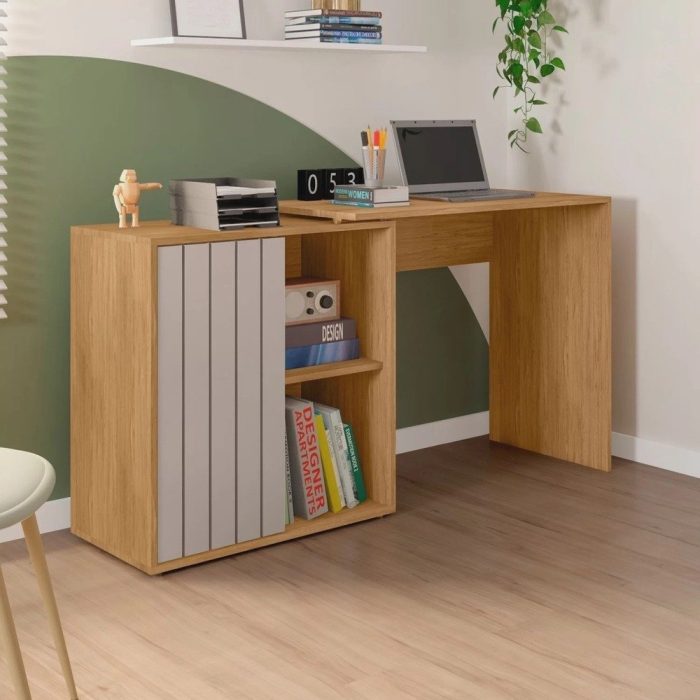 Escrivaninha para Escritório com 1 Porta Ripada Start - Imagem 1