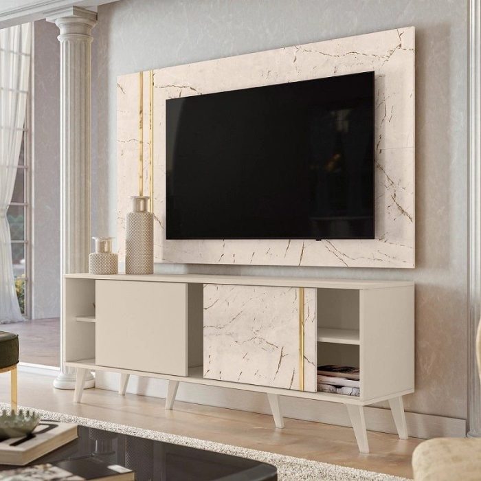 Estante Cronos para TV de até 65 polegadas – Calacata  Off White – Madetec - Imagem 1