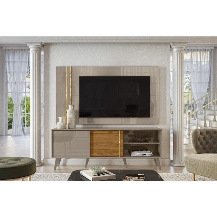 Estante Cronos para TV de até 65 polegadas – fendi / naturale – Madetec - Imagem 1