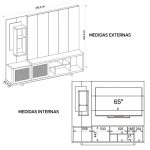 Estante Home Para Tv Até 65 Polegadas 2 Portas Linus Caemmun - Imagem 3