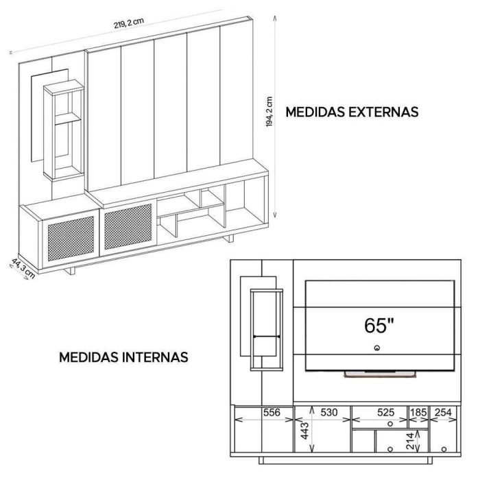 Estante Home Para Tv Até 65 Polegadas 2 Portas Linus Caemmun - Imagem 3