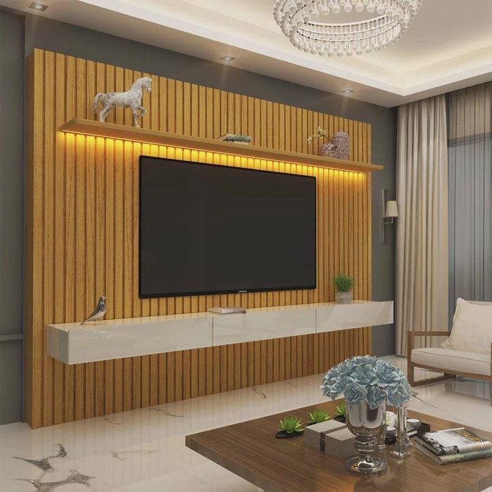 Estante Home Ripada para TV até 85 Polegadas com LED 3 Gavetas Nobre Clean - Imagem 1