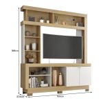 Estante Home Theater Mali para TV até 50 – Móveis Leão NatureOff White - Imagem 3