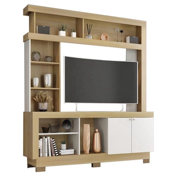 Estante Home Theater Mali para TV até 50 – Móveis Leão NatureOff White - Imagem 1