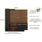 Estante Home Theater com Suporte ptv até 55” Denver Multimóveis DunaPreto - Imagem 3