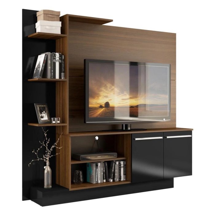 Estante Home Theater com Suporte ptv até 55” Denver Multimóveis DunaPreto - Imagem 1