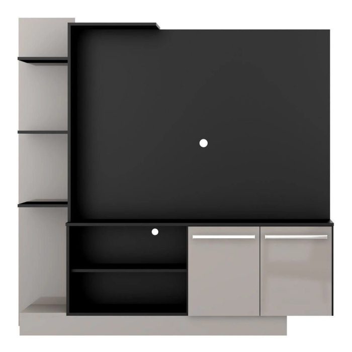 Estante Home Theater com Suporte ptv até 55” Denver Multimóveis PretoLacca Fumê - Imagem 3