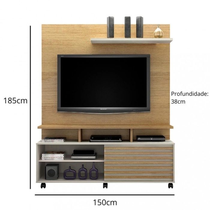 Estante Home para TV Até 60 Polegadas 1 Porta com Rodízios Star Valdemoveis - Imagem 2