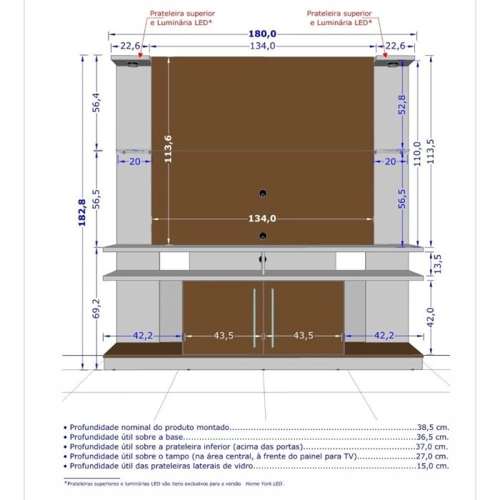 Estante Home para TV até 60 Polegadas LED 2 Portas York Bechara - Imagem 4