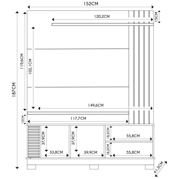 Estante Painel Para Tv 65 Pol Madrid C05 Off White Matte Freijó Mpozenato - Imagem 3