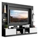 Estante Rack com Painel e Suporte TV 65 Moscou Multimóveis PretoBranco - Imagem 2