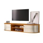 Estante Suspenso Ripado Algarve para TV até 75 polegadas – CinamomoOff White – Madetec - Imagem 2