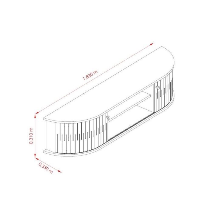 Estante Suspenso Ripado Algarve para TV até 75 polegadas – CinamomoOff White – Madetec - Imagem 3