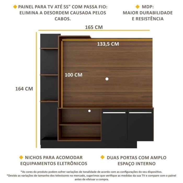 Estante com painel p/ TV 55 e 2 portas Porto Multimóveis - Imagem 3