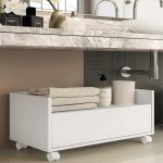 Gabinete Armário Banheiro 80Cm Com Rodízios Multimóveis V5002 Branco Branco - Imagem 3