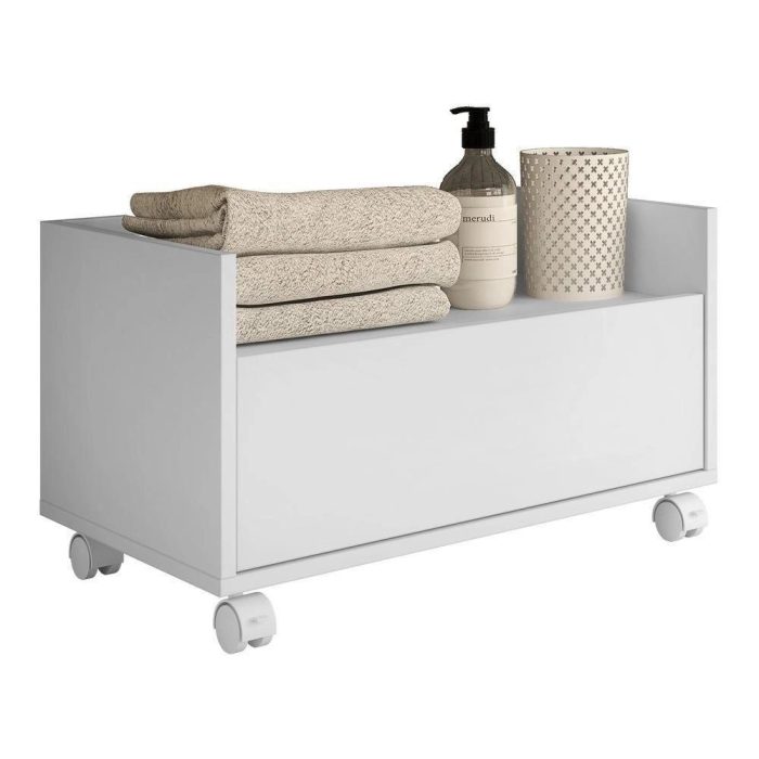 Gabinete Armário Banheiro 80Cm Com Rodízios Multimóveis V5002 Branco Branco - Imagem 1