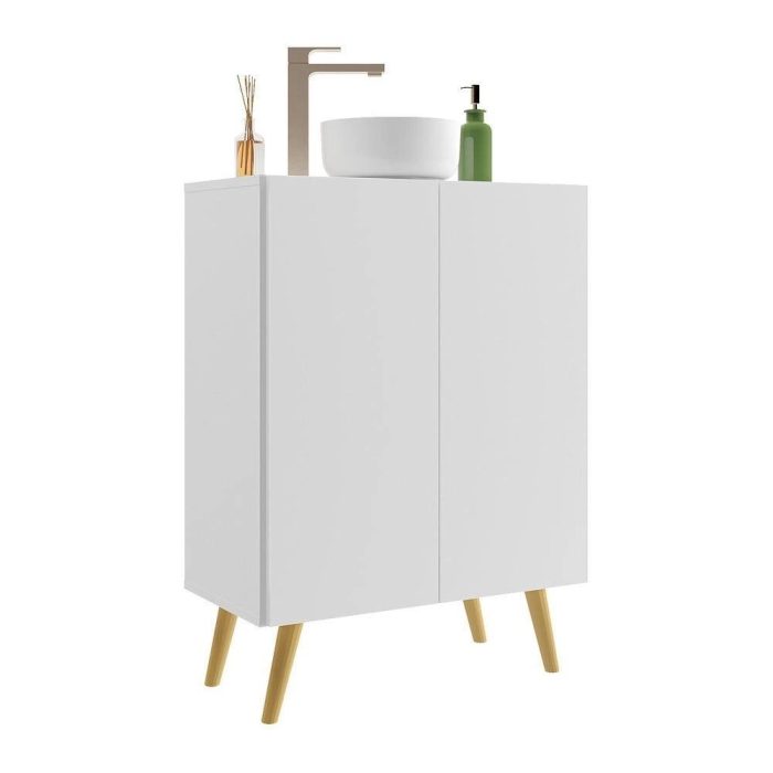 Gabinete Banheiro 2 Portas Retrô 63cm Multimóveis MP5006 Branco/Natural - Imagem 2