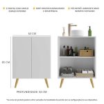 Gabinete Banheiro 2 Portas Retrô 63cm Multimóveis MP5006 Branco/Natural - Imagem 3