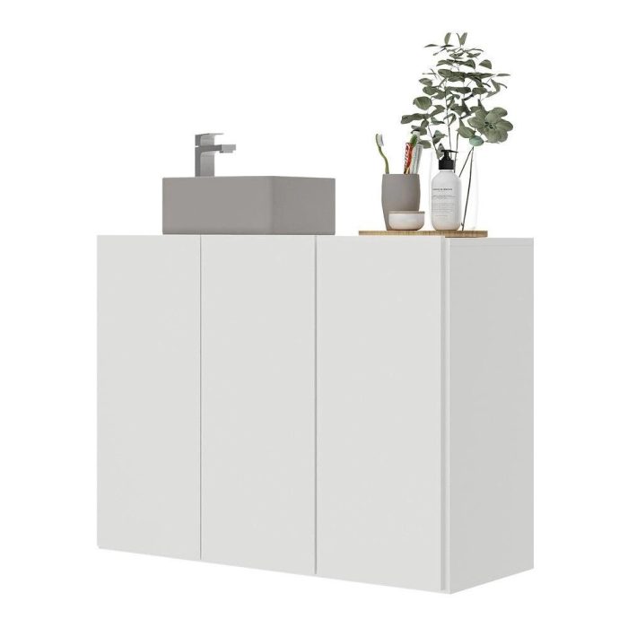 Gabinete Banheiro 3 Portas Suspenso 90cm Multimóveis MP5029 Branco - Imagem 1
