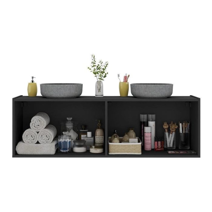 Gabinete De Banheiro 123,5cm Suspenso 4 Portas Multimóveis Mp5047 Preto Preto - Imagem 2