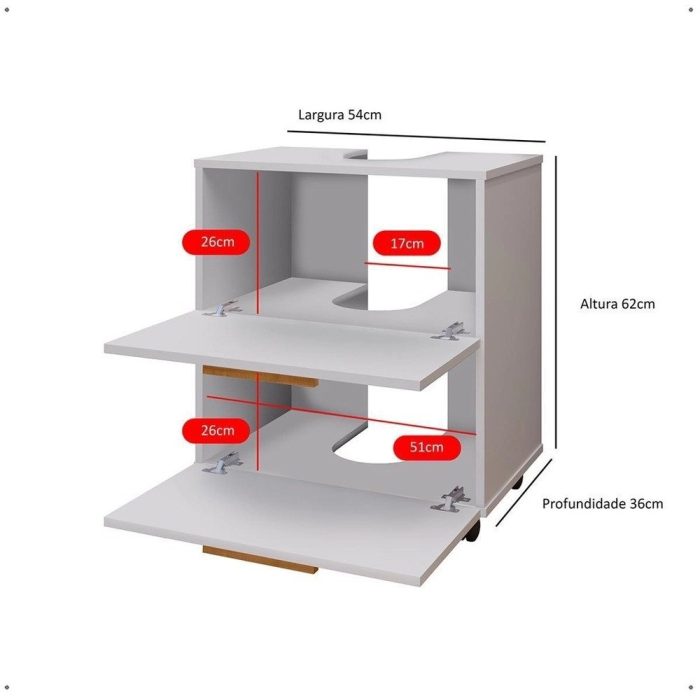 Gabinete De Banheiro Prime Armário Para Pia De Coluna Branco - Imagem 4