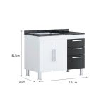 Gabinete De Pia Gemeos 1,20m Branco/preto - Imagem 4