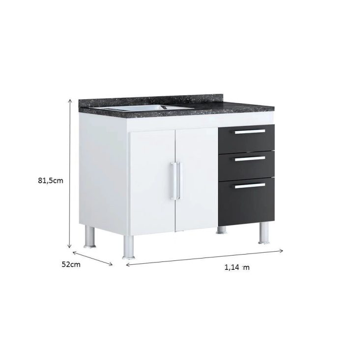 Gabinete De Pia Gemeos 1,20m Branco/preto - Imagem 4
