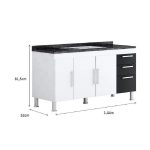 Gabinete De Pia Gemeos 1,50m Branco/preto - Imagem 4