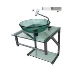 Gabinete De Vidro Verde 40Cm Ac Com Cuba Redonda - Imagem 5