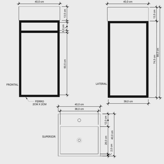 Gabinete Para Banheiro Em Ferro Estilo Industrial 40Cm - Imagem 3