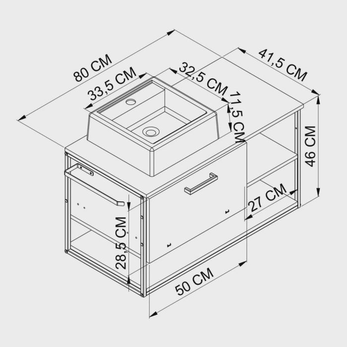 Gabinete Suspenso para Banheiro 80cm com Espelheira e Cuba - Imagem 5