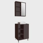 Gabinete de Banheiro 60cm Julia com Balcão 1 Porta Correr e Espelheira com Cuba Branca - Imagem 2