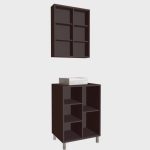 Gabinete de Banheiro 60cm Julia com Balcão 1 Porta Correr e Espelheira com Cuba Branca - Imagem 3