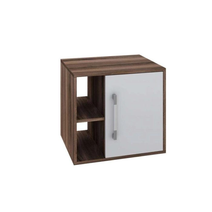 Gabinete de Banheiro Soft 1 pt Nogal e Branco Chess 50 cm - Imagem 2