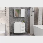 Gabinete para Banheiro com Cuba de Sobrepor e Espelheira 60cm Turin
