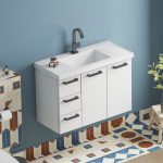 Gabinete para Banheiro em Aço 3 Gavetas 81cm Damasco