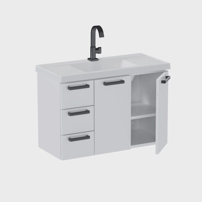 Gabinete para Banheiro em Aço 3 Gavetas 81cm Damasco - Imagem 3