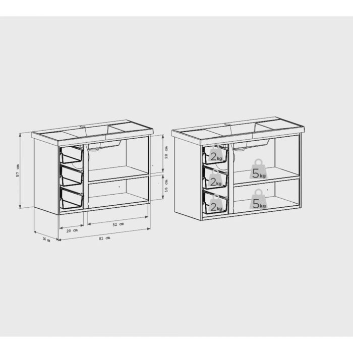 Gabinete para Banheiro em Aço 3 Gavetas 81cm Damasco - Imagem 5