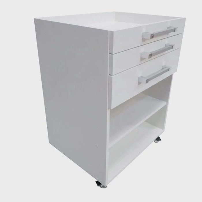 Gaveteiro Auxiliar Odontológico Com 2 Gavetas e Nichos Branco – ds Móveis - Imagem 2