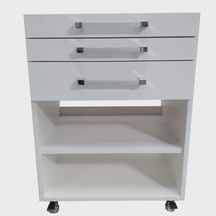 Gaveteiro Auxiliar Odontológico Com 2 Gavetas e Nichos Branco – ds Móveis - Imagem 1