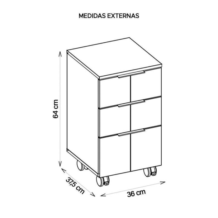 Gaveteiro Para Escritório Organizador Branco Cubic Caemmun - Imagem 4