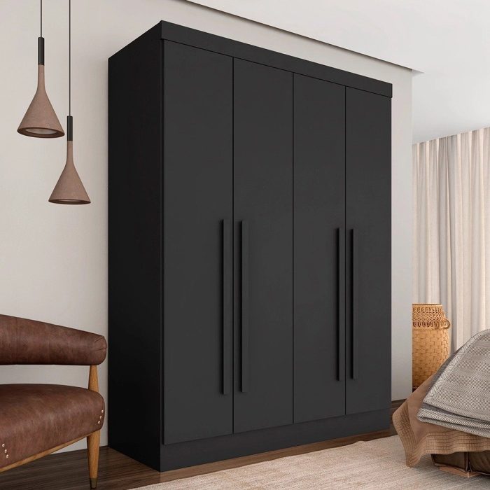 Guarda Roupa 4 Portas Solteiro Mayra Preto – Móveis Arapongas - Imagem 2