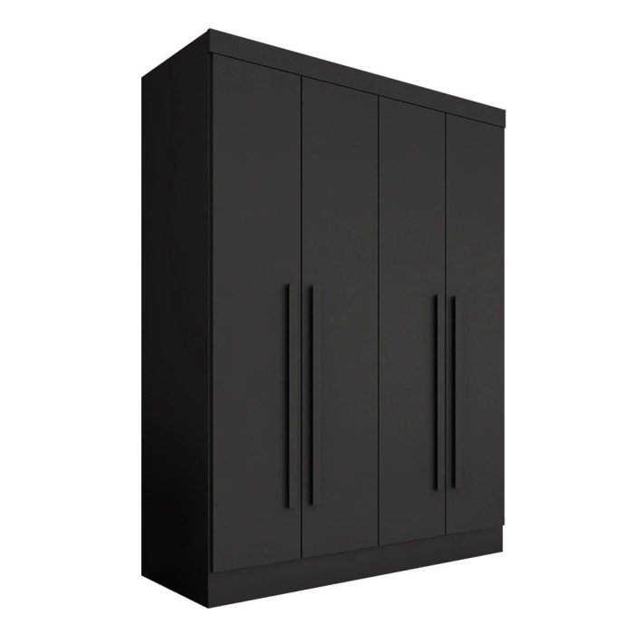 Guarda Roupa 4 Portas Solteiro Mayra Preto – Móveis Arapongas - Imagem 1