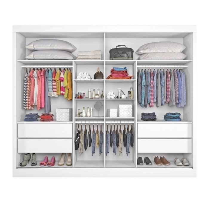 Guarda Roupa Casal 2 Portas 4 Gavetas com Espelho Verona Plus em mdf Made Marcs - Imagem 2