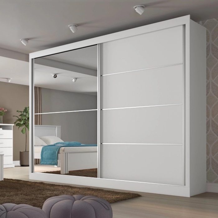 Guarda Roupa Casal 2 Portas 4 Gavetas com Espelho Verona Plus em mdf Made Marcs - Imagem 1